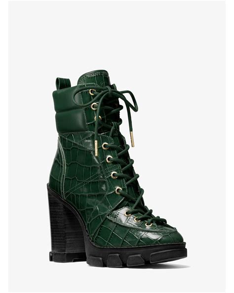 michael kors ridley crocodile embossed leather lace-up boot|Ridley Crocodile Embossed Leather Lace.